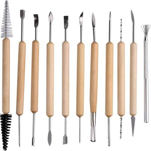 11 Pcs Wooden Handle DIY Sculpting knife Clay Pottery Carving Tool Set For Modeling Tools & Wooden Sculpture Knife