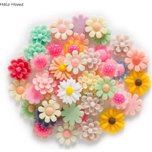20pcs Mixed Flower Series Resin Flatback Cabochon for Apparel Jewelry Phone Case Handmade Home Crafts Decor 10-20mm