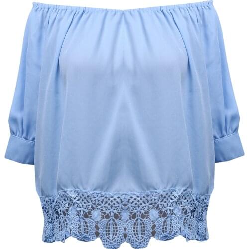 2017 New Arrivals Women Lady Fahion Off Shoulder Lace Blouses Shirts Casual Long Sleeve Blouses Plus Size S-XXL