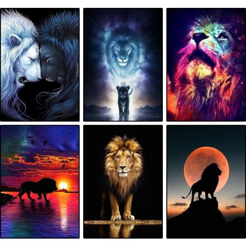 5d Diamond Painting Cross Stitch Kits Fantasy Colorful Lion Picture Art Full Drill Square Diamond Mosaic Embroidery Home Decor