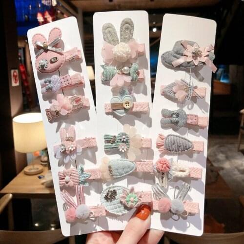 6 Pcs/Set Cute Cartoon Girls Hairpin Delicate Metal Cotton Cloth Children Hairgrip Princess Pink Hair Clip Women Mini Headdress