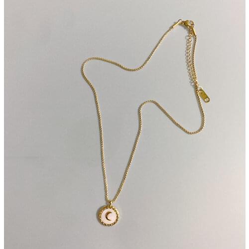 New Stainless Steel Asymmetry Chain Shell Moon Necklace For Women Girls Choker Christmas Gift Jewelry