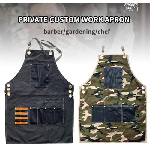 Private Custom Salon Hairdresser Apron Barber Gardening Chef Kitchen Apron With Logo Uniform