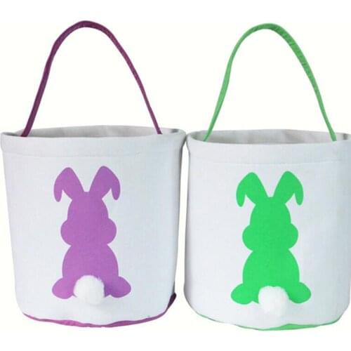 Childrens Toy Gift Egg Basket Holiday Tote Bag Easter Burlap Bunny Tail Bucket Basket Happy Easter Party Decoration