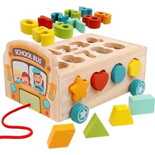 Kids Toys Wooden Toys Vehicle Blocks Shape Matching Digital Colour Cognition Baby Early Educational Toys For Children Girl Toys