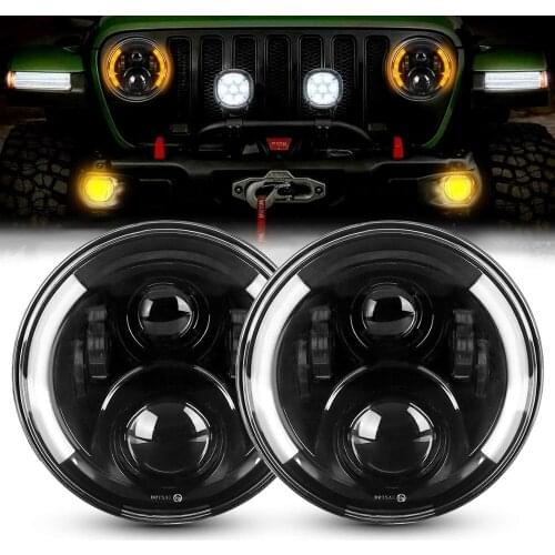 Headlight for jeep jk led headlights car accessories 7 inch with halo ring