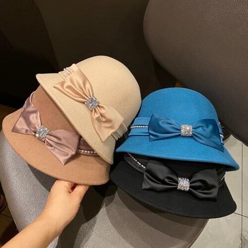 2021 New Felt Hat 100%Wool Women Black Pillbox Hats Black Ladies Vintage Cocktail Fashion Wedding Derby Fedora Chapeau Femme