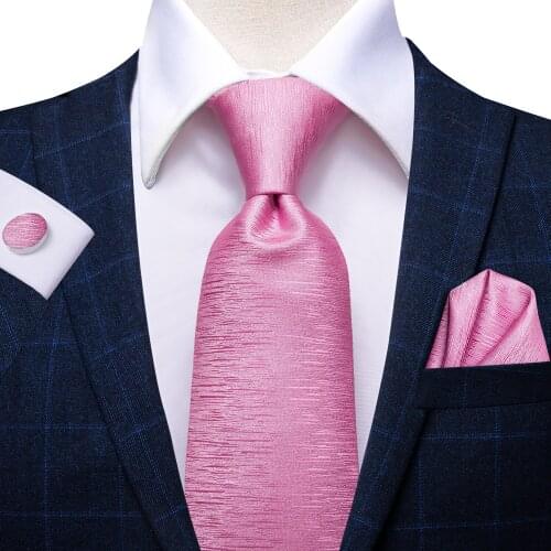 Hi-Tie Peach Mens Tie Pink Striped Solid Luxury Silk Gentleman NeckTie Formal Dress Ties For Men Gifts For Men Wedding Business