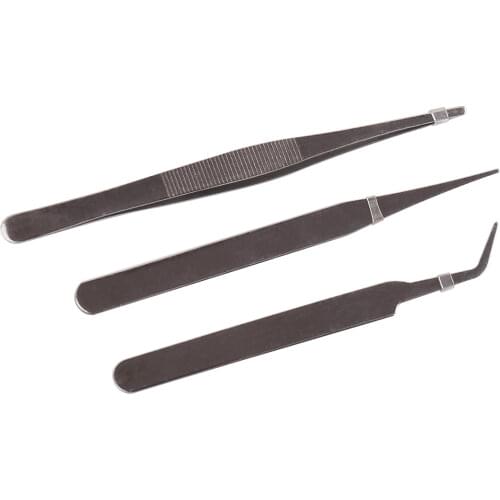 Model Equipping Tool Tweezers suit Model Metal tweezers 3pcs Round/straight/curved mouth