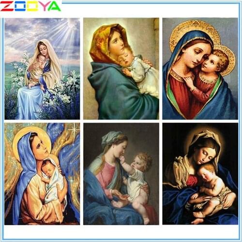 Full Square 5D Diy Diamond Painting Rhinestone Virgin Mary Picture Diamond Embroidery Mosaic Religious Icon Art Decoration Lx984