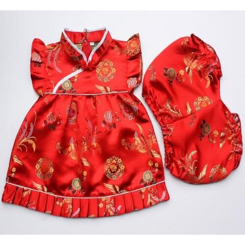 2019 New Summer Floral baby girls clothes sets outfits infant suits New Year Chinese tops dresses short pants Qipao cheongsam