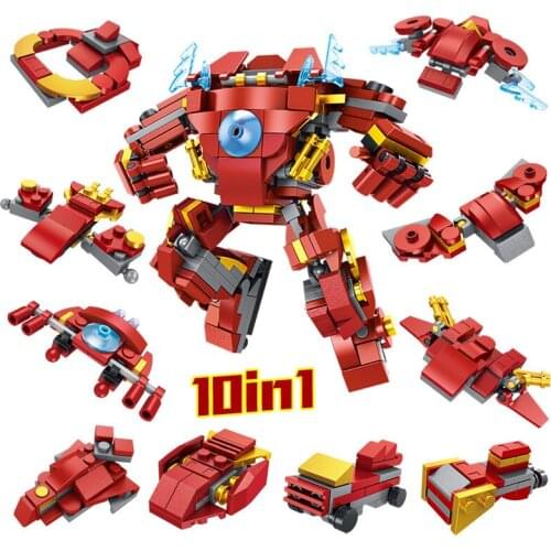 Panlos 633030 City Engineering Crane 10-in-1 Iron And Steel Armored Inserted Building Blocks Children Educational Force Toy