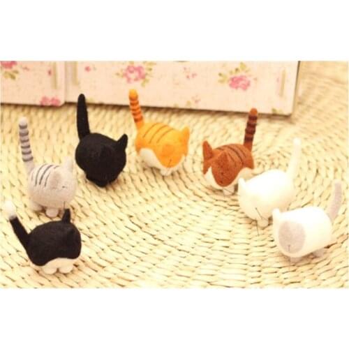 Cute cat wool needlepoint kit many colors Sewing Needlecraft felting DIY handcraft handmade needlework art supplies tools plus