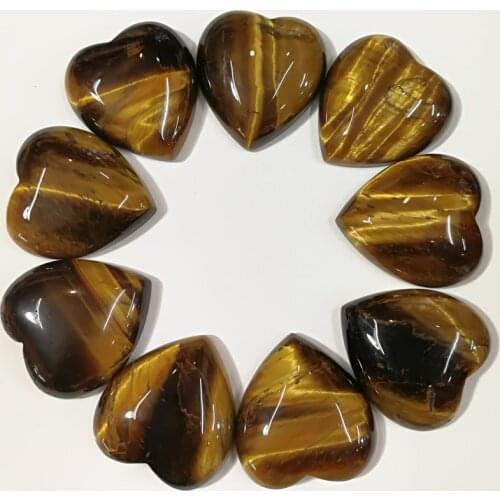 Fashion natural tiger eyes stone beads charm heart shape cab cabochons for jewelry making 25mm wholesale 20pcs/lot free shipping
