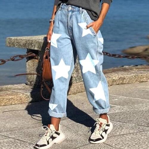 2021 Fashion Women Casual Blue Denim Pants Loose Jeans Cute Street Hip Hop Pants Summer High Street Wide Leg Straight Trousers