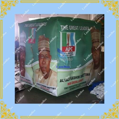 2m Inflatable Cube Advertising Balloon with 4 sides Digital Printing LOGO for Advertisement/DHL FREE SHIPPING