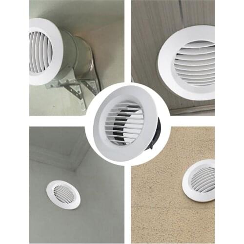 Round Air Vent ABS Louver Grille Cover White Soffit Vent with Built-in Fly Screen Mesh for Bathroom Office Kitchen Ventilation
