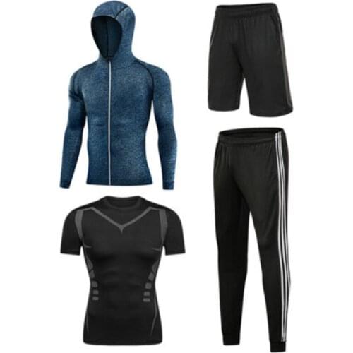 2021 Summer New Mens Sportswear Short Sleeve T-shirt Work Out Compression Suit Gym Elastic Tracksuit All Workout Running Set