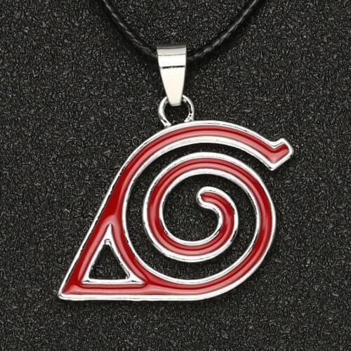 Naruto Necklace Leaf Konoha Village Symbal Uzumaki Uchiha Sasuke Itachi Kakashi Ninja Red Enamel Pendant Anime Jewelry Wholesale