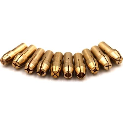 Hot Sale 10 Pieces Brass Collet Mini Drill Chucks Including 0.5/0.8/1.0/1.2/1.5/1.8/2.0/2.4/3.0/3.2mm