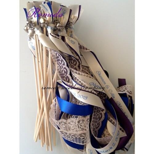 Personalized Wedding Ribbon Stick/ Ribbon Wands/Twirling Streamers With Bell