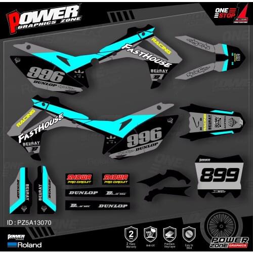 PowerZone Custom Team Graphics Backgrounds Decals 3M Stickers Kit For HONDA 2014-2017 CRF250R 2013-2016 CRF450R 070
