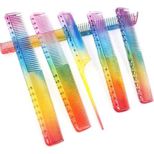Hair Comb Professional Hair Brushes Rainbow Color Hair Cutting Comb Salon Hairdressing Comb Hair Cutting Styling Tools
