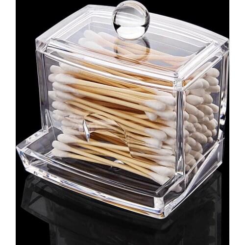 Transparent Cotton Swabs Stick Storage Box Creative Acrylic Cotton Swabs Box Cosmetic Makeup Organizer Acrylic Storage Box