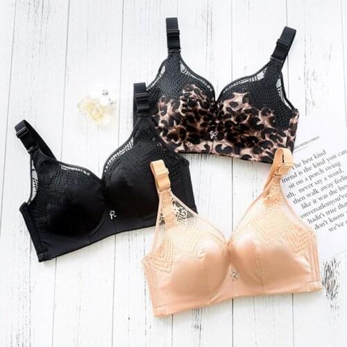 Plus Size Push Up Women Bra Sexy Bralette Comfort Crop Top Underwear Wire Free Female Lingerie Leopard Brassiere For Large Cups