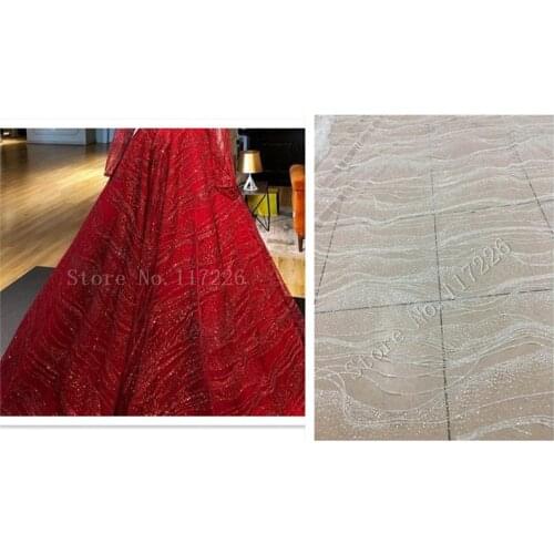 5 yards red and clear white 150cm width glued glitter sparkle net mesh breathable lace fabric for sawing/party JRB-81915