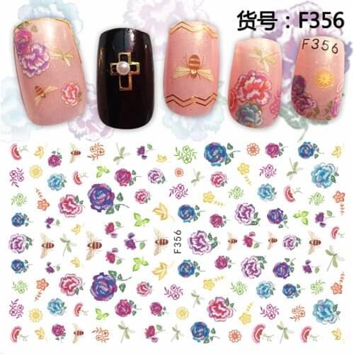 UPRETTEGO SUPER THIN SELF ADHENSIVE 3D NAIL ART NAIL SLIDER STICKER TULIP VIOLET STRAMONIUM LILY BUG BUTTERFLY F351-360