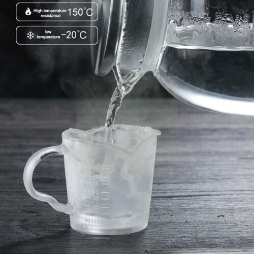 Home Kitchen Heat Resistant Double Spout Glass Coffee Cup Measuring Whiskey Beer Drinkware Mug Cups Tea glass Glass E8E4