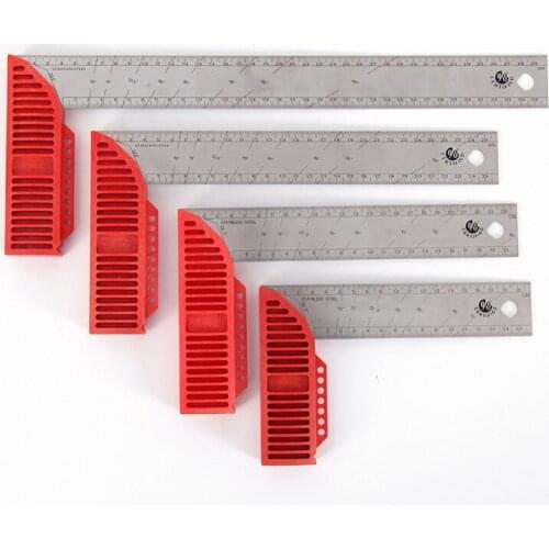 KAPRO High Quality Multi Function Rectangular Ruler For Woodworking 90 degree Stainless Steel Thickened Line Marking Ruler Tool