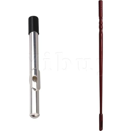 Yibuy Silver-plated Flute Mouthpiece Repair Parts & Wooden Flute Cleaning Rod
