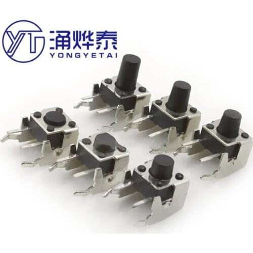 YYT 20PCS 6x6mm Panel PCB Momentary Tactile Tact Mini Switch 6*6*4.3/5/6/7/8/9/10/12mm Right Angle With stent 6x6x4.3mm 5mm 6mm