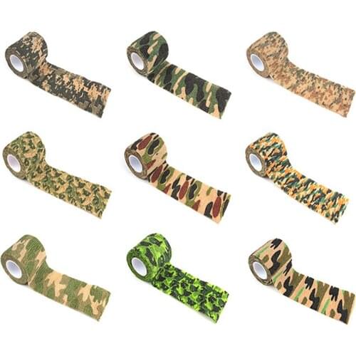 1 Roll Stretchable 4.5m Self-adhesive Non-woven Outdoor Camouflage Tape Hunting Camouflaged Survival Elastic Bandage Hiking Tool
