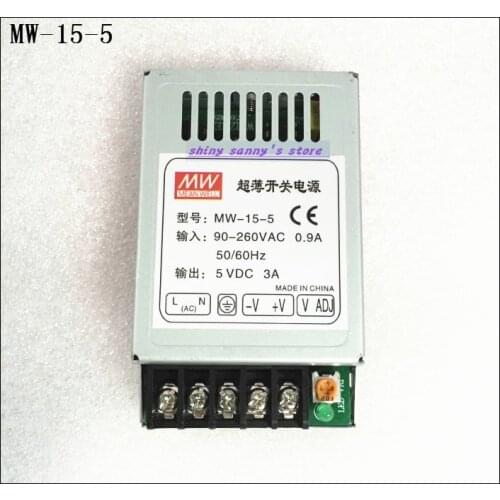 1Pcs MW-15-5 15W 5V 3A 90-260VAC Input ,5VDC Output Mini Size Regulated Switching Power Supply Ac to Dc Brand New