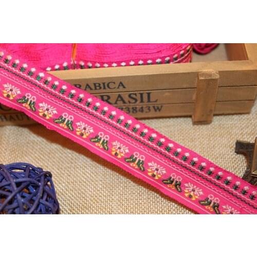 10yards/lot wide 3cm Woven Jacquard Ribbon Flower pattern Craft Cotton pink