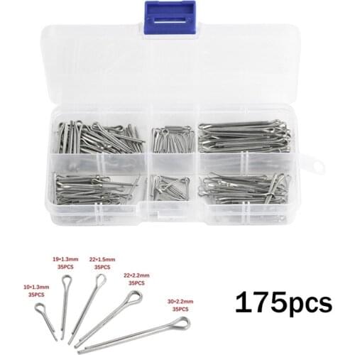 175Pcs Sliver Split Pins Cotter Fixings Assorted Sizes Zinc Plated Steel Hard Case Link Split Cotter Pin high quality