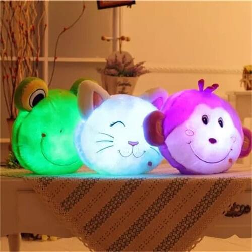 35cm Girlfriend and Childrens Gift Cute Happy Luminous Cat Frog Monkey Doll Plush Stuffed Toy Animal Pillow