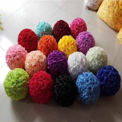 6" 15 CM Elegant Hanging Kissing Ball Ornament 16 Colors Available Artificial Rose Flower Ball For Wedding Decoration Supplies