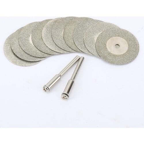 10pcs 30mm Diamond Cutting Discs +2 Arbor Shaft CutOff Blade Drill Bit Dremel accessories Rotary Tool Abrasive Disk cut Metal
