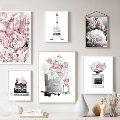 Decorative Painting Paris Tower Flowers Perfume Book Modern Wall Art Canvas Poster Living Room Bedroom Dining Room Home Decor