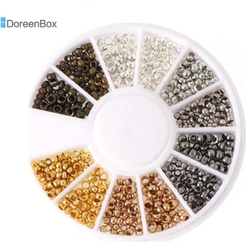 DoreenBox 720 PCs Crimp Beads Jewelry Findings Set Mixed Size Color Beads for DIY Bracelet Necklace 2.5mm Dia. 2mm Dia., 1 Box