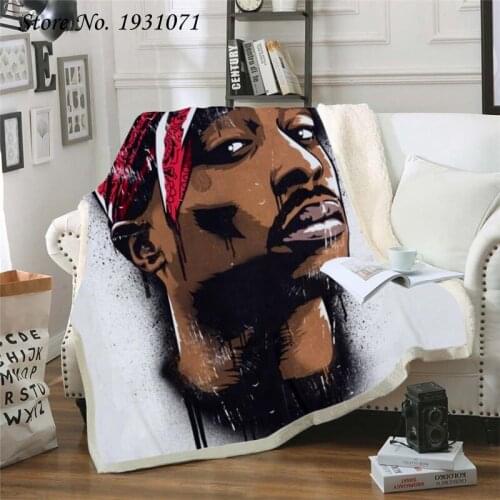 NEW 2PAC Rapper Hip Hop 3D Printed Fleece Blanket for Beds Thick Quilt Fashion Bedspread Sherpa Throw Blanket Adults Kids 06