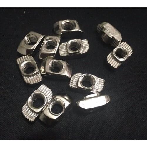 100pcs/lot M4 Hammer Nut Aluminum Connector T Fastener Sliding Nut Nickel Plated Carbon Steel for 2020 Aluminum Profile