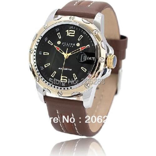 JAH-007 Fashion originality quartz watch men watch leather watch with calendar 1pc+free shipping
