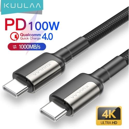 KUULAA USB C to Type C Cable For Macbook Pro 5A PD 100W USB 3.1 Gen 2 Fast USB C Cable For Samsung S10 Note20 PD 3.0 QC 4.0 Cord