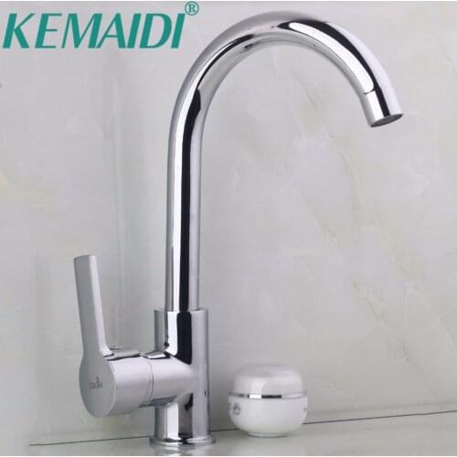 KEMAIDI Free Shipping Chrome Solid Brass Kitchen Faucet Swivel Spout Spring Vessel Sink Mixer Tap Single Handle