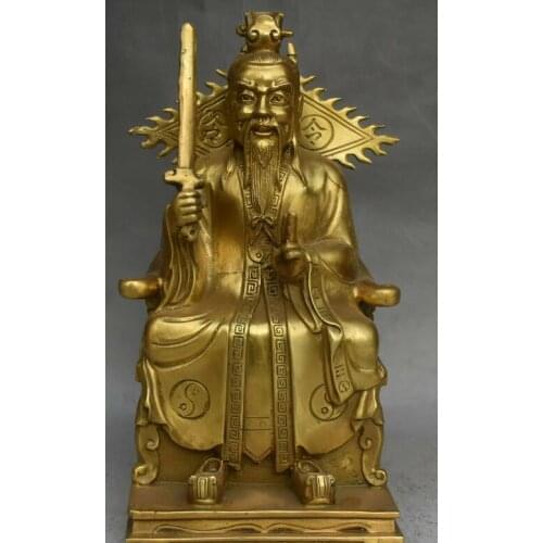 Chinese fengshui Bronze JiangZiya Divine whip Town house Transshipment statue